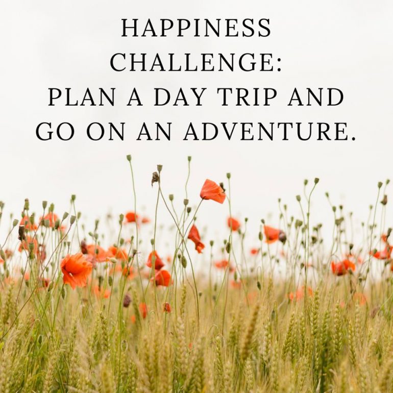 Happiness Challenge: Plan a day trip and go on an adventure.