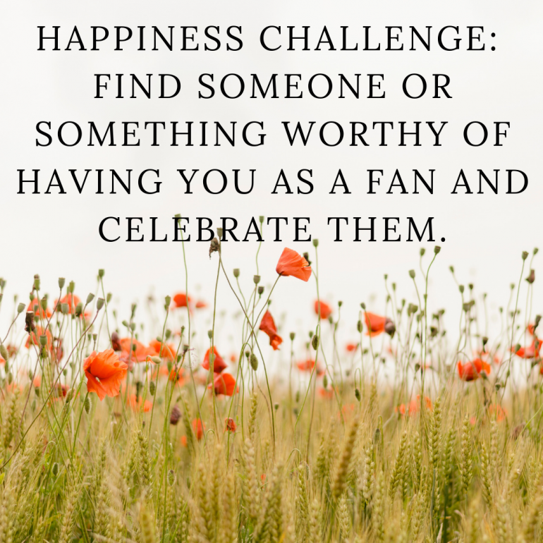 Happiness Challenge: Find someone or something worth of having you as a fan and celebrate them.