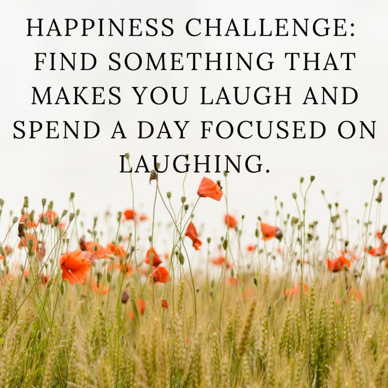 Happiness Challenge: Find something that makes you laugh and spend a day focused on laughing.